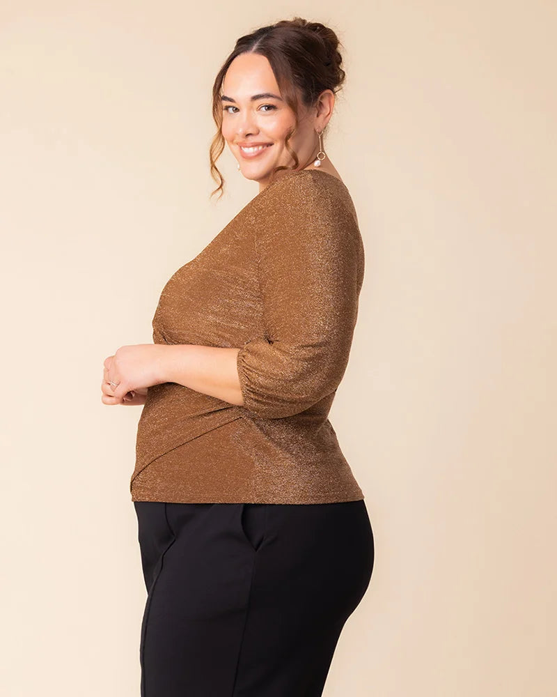Top Formal Fitted Evening Top Kiyonna 22250703 Mocha