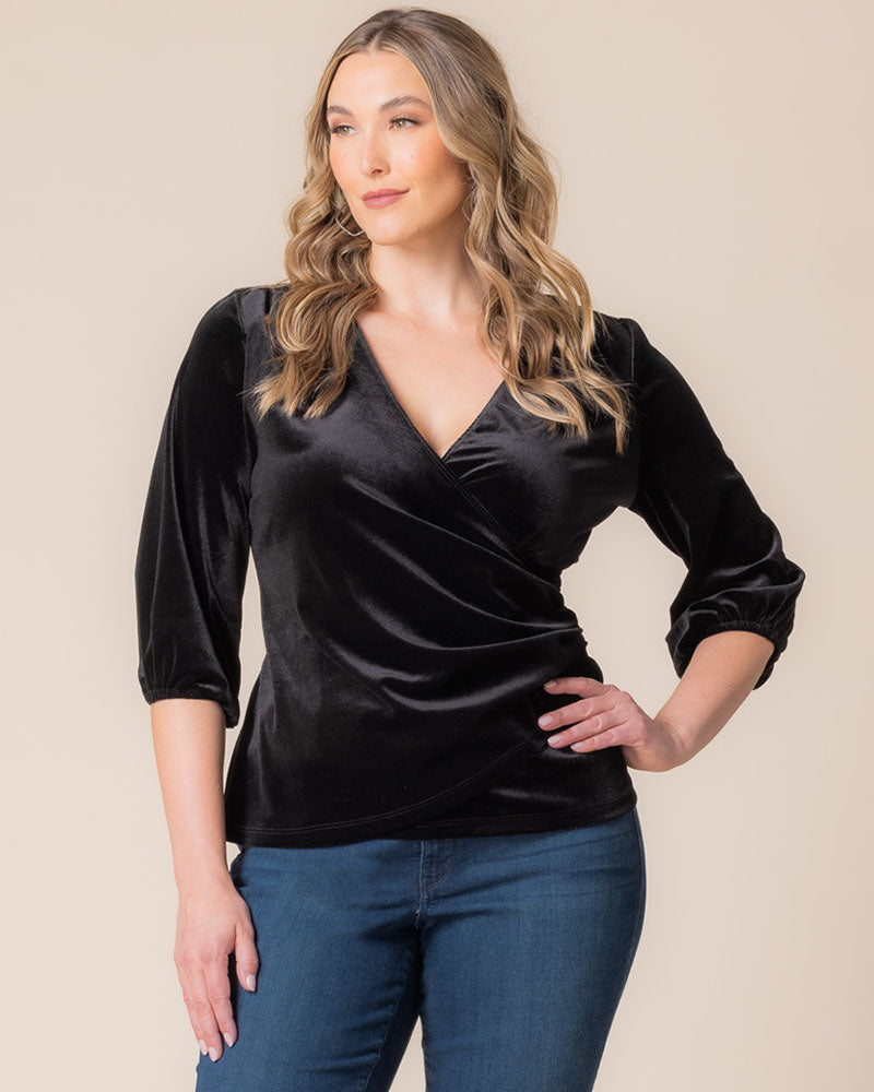 Top Formal Velvet Evening Top Kiyona 23243001 Onyx
