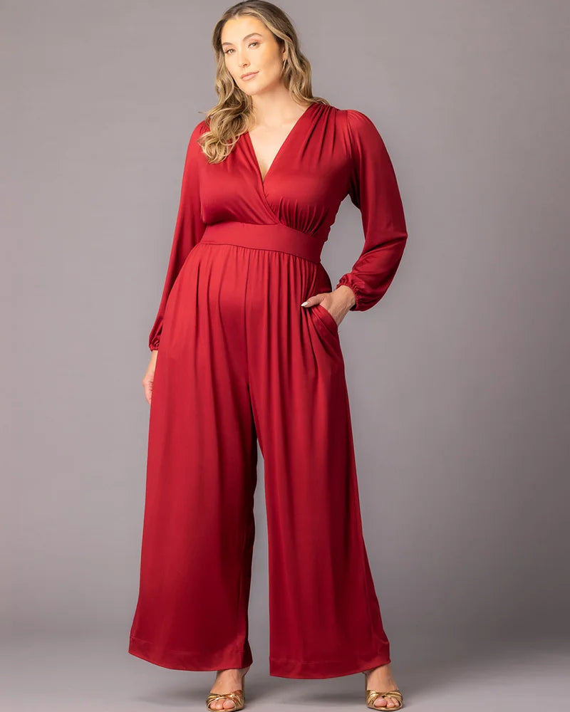 Jumpsuit Long Sleeve Formal Plus Size Jumpsuit Kiyona 37250701 Cherry Red