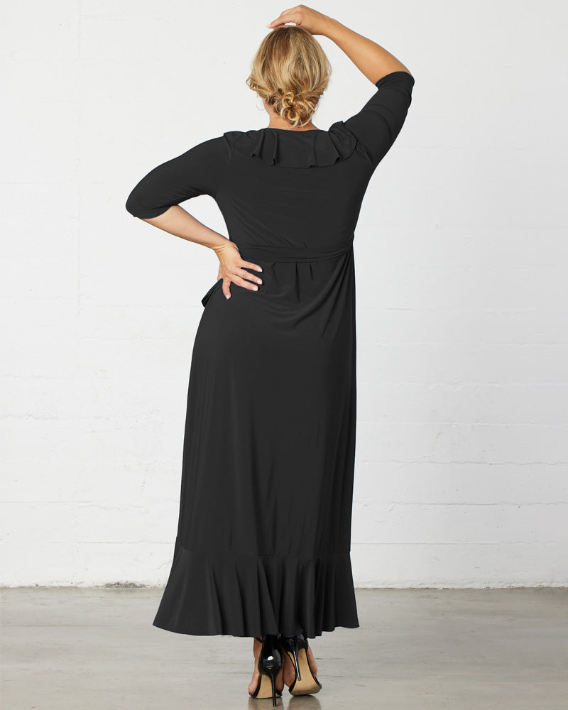 Plus Size Dresses Short Ruffle Tea Length Plus Size Dress Black Noir