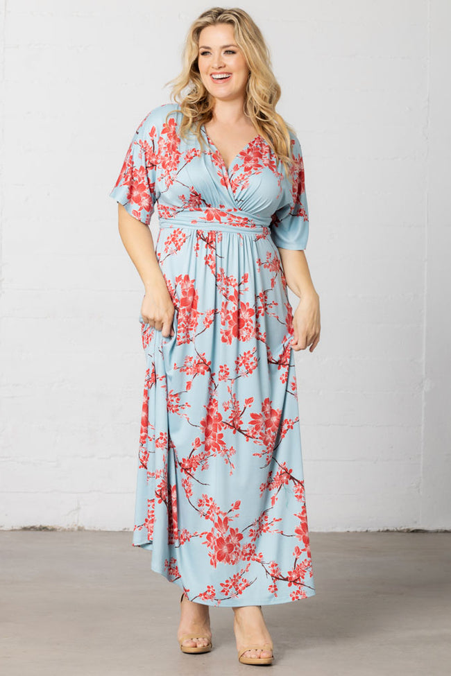 Plus Size Dresses Mother of the Bride Long Formal Plus Size Dress Cherry Blossom Print