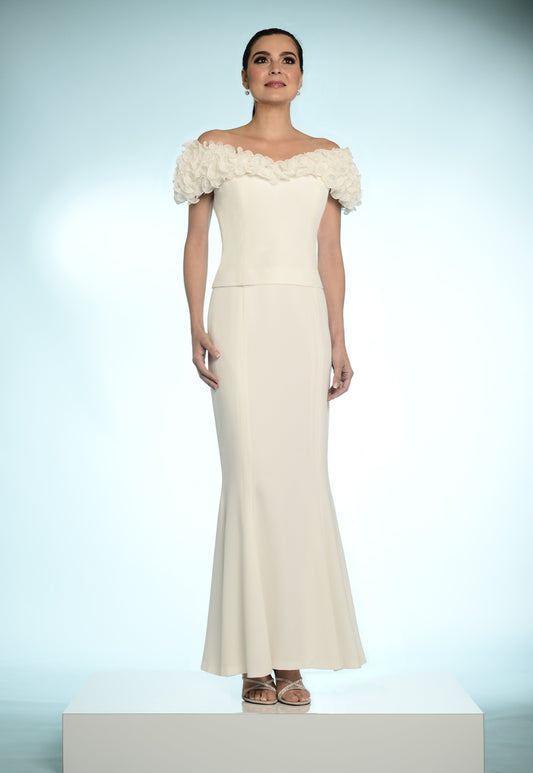 Formal Dresses Long Mermaid Formal Beaded Ruffle Evening Dress Soft White