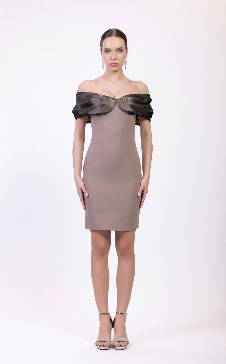 Cocktail Dresses Homecoming Short Fitted Cocktail Dress Beige