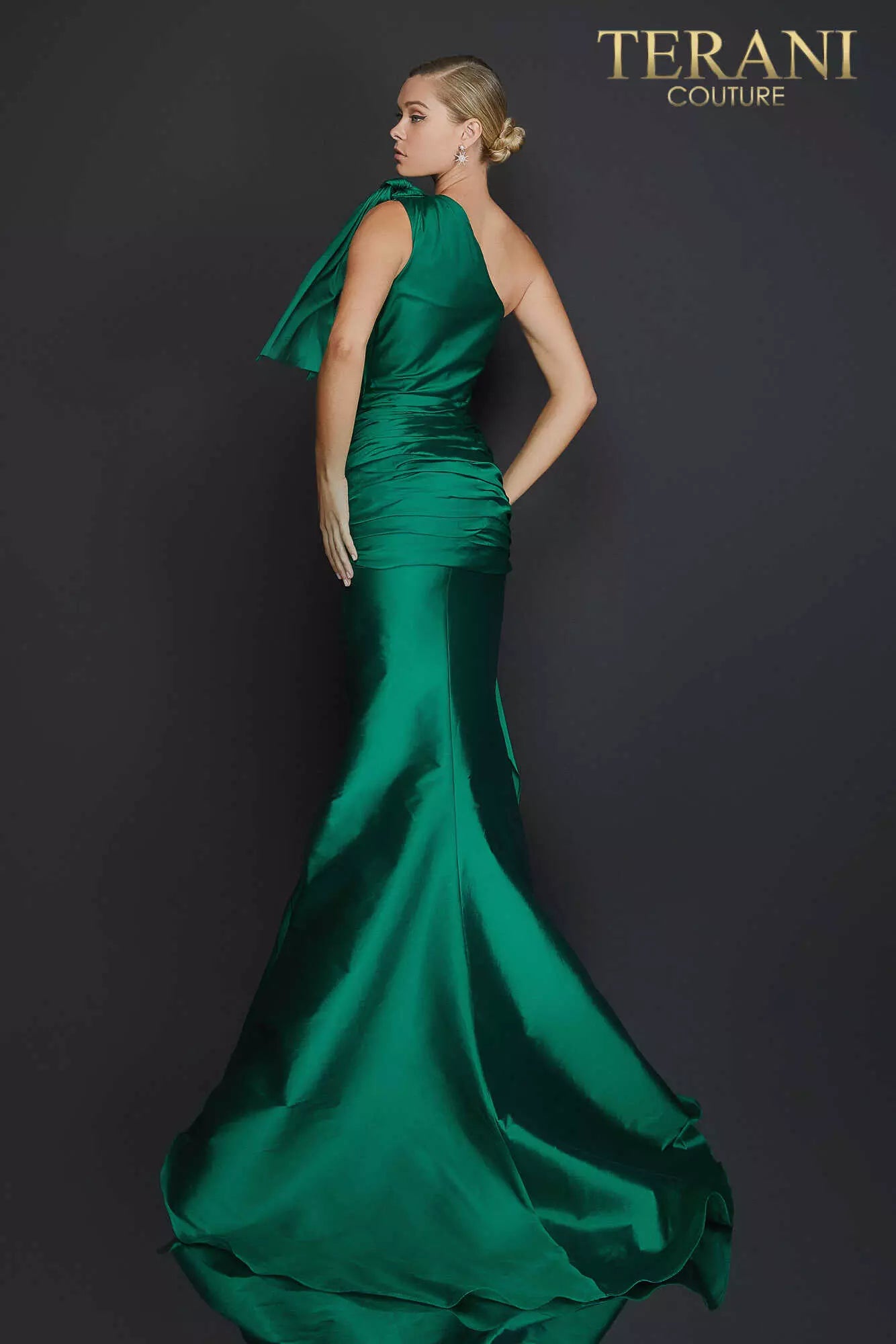 Terani Couture Draped One Shoulder Mermaid Evening Dress 2011E2044 - The Dress Outlet