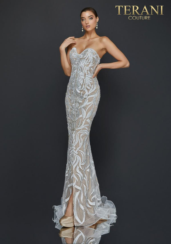 Terani Couture 2011P1067 Strapless Embroidered Prom Dress