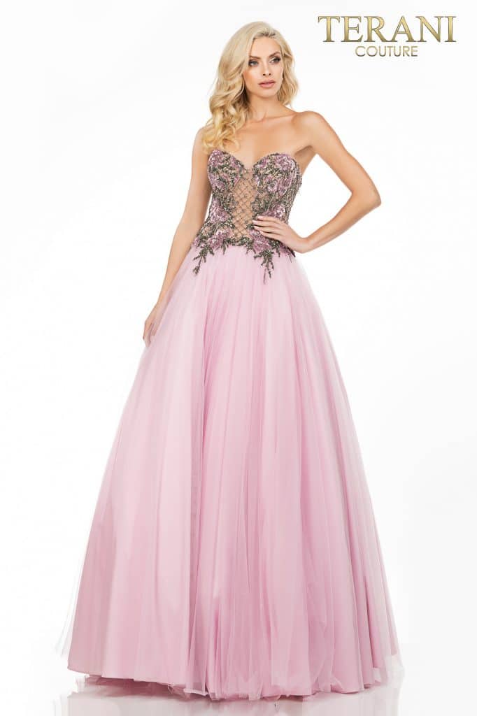 Terani Couture Prom Long Beaded Ball Gown 2011P1149 - The Dress Outlet Lilac