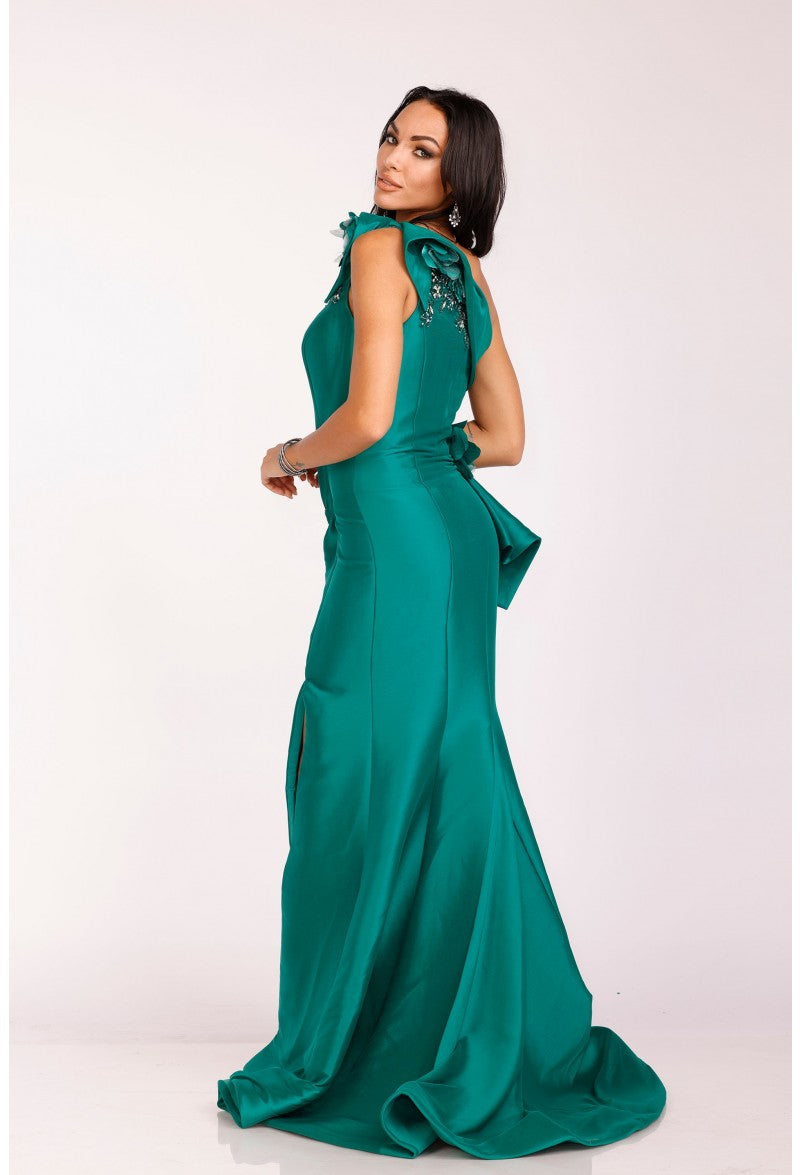Taupe Ivory Terani Couture 2011E2427 One Shoulder Long Evening Gown for $528.0 – The Dress Outlet