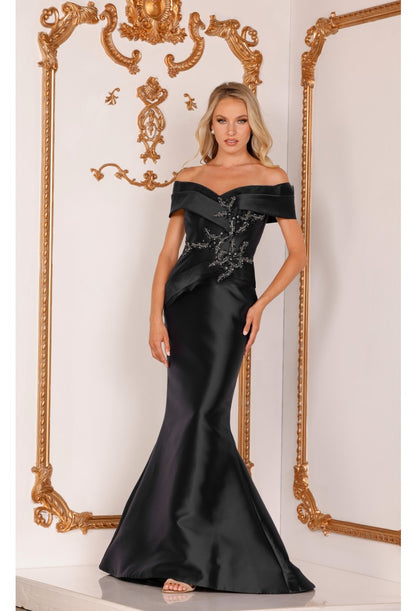 Terani Couture Long Mother Of Bride Dress 2011M2159 - The Dress Outlet Black Black