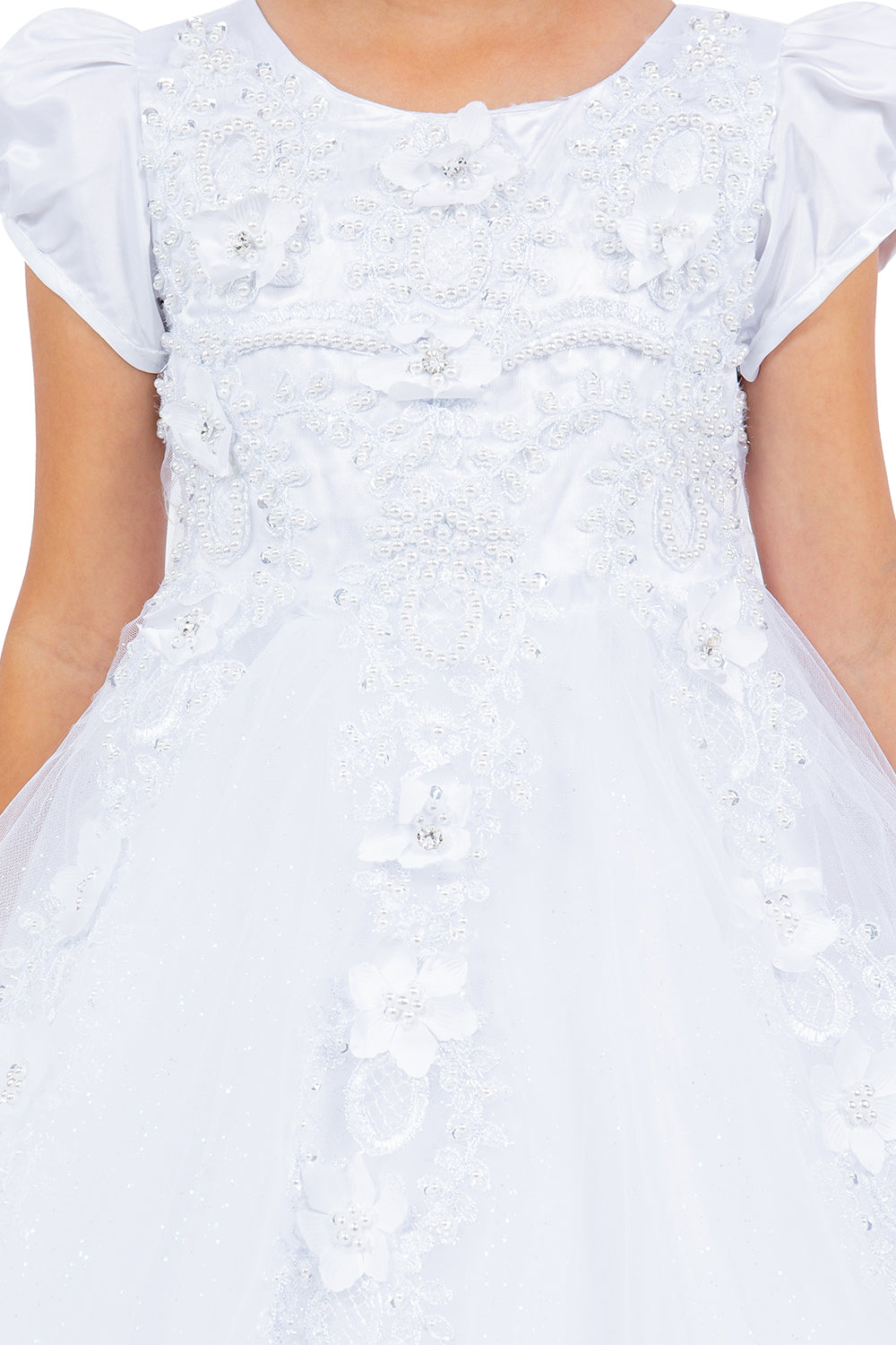 Flower Girl Dresses A Line 3DFloral Lace Applique Flower Girl Dress White