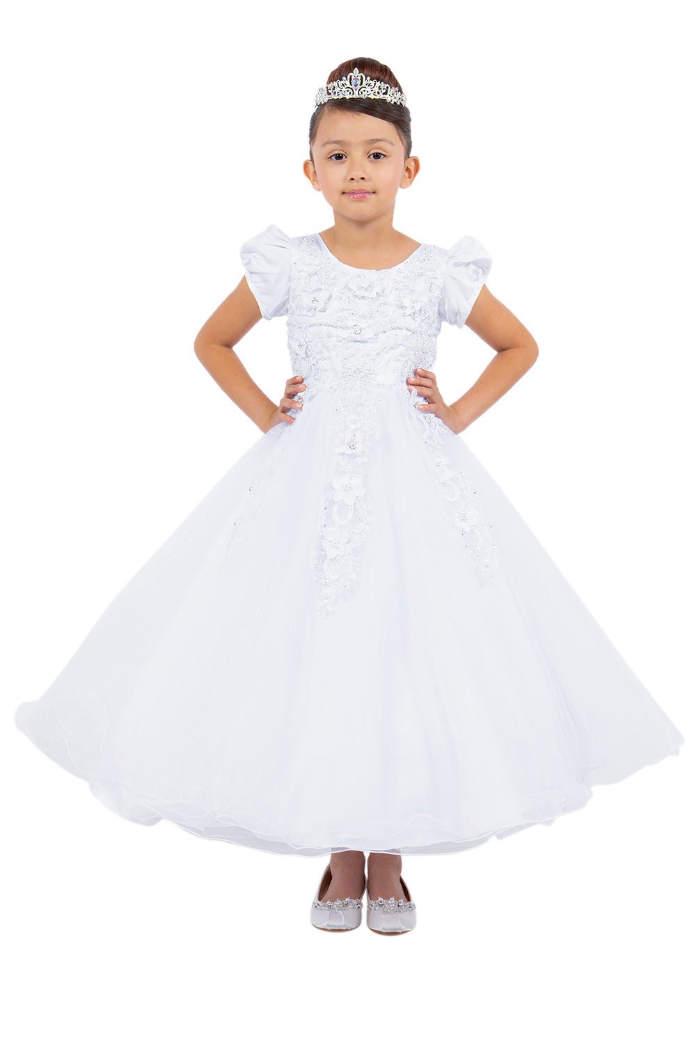 Flower Girl Dresses A Line 3DFloral Lace Applique Flower Girl Dress White