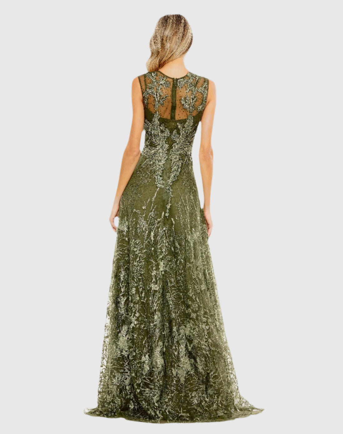 Mac Duggal 20166 Long Formal A Line Floral Lace Evening Dress