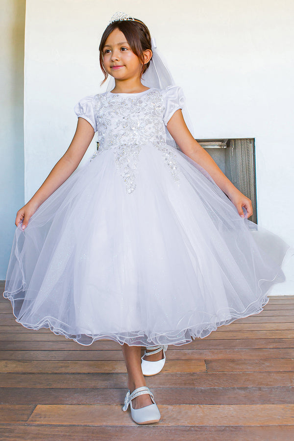 Cinderella Couture 2016 Beaded Lace Applique Tea Length Flower Girl Dress