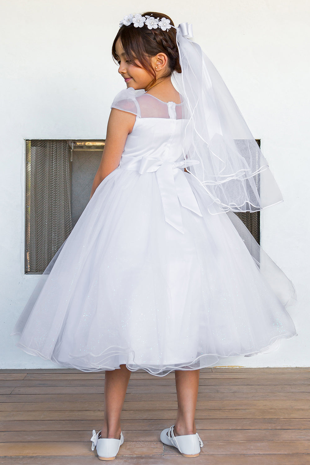 Flower Girl Dresses Tea Length Beaded A Line Flower Girl Dress White