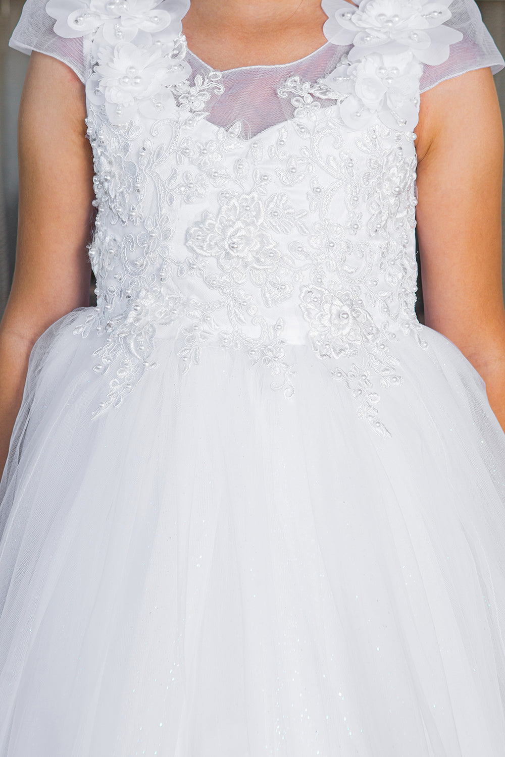Flower Girl Dresses Tea Length Beaded A Line Flower Girl Dress White