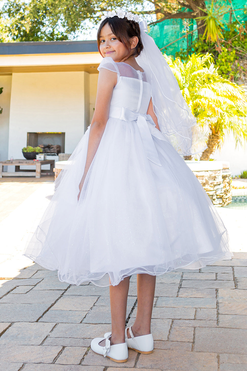 Flower Girl Dresses Glitter A Line Beaded Flower Girl Dress White