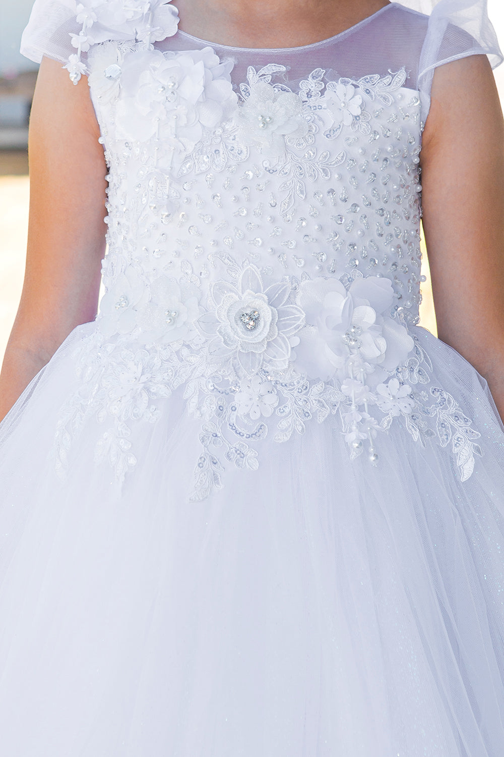 Flower Girl Dresses Glitter A Line Beaded Flower Girl Dress White