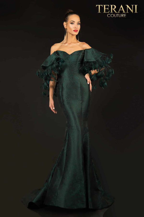 Terani Couture 2021E2796 Off Shoulder Long Evening Gown