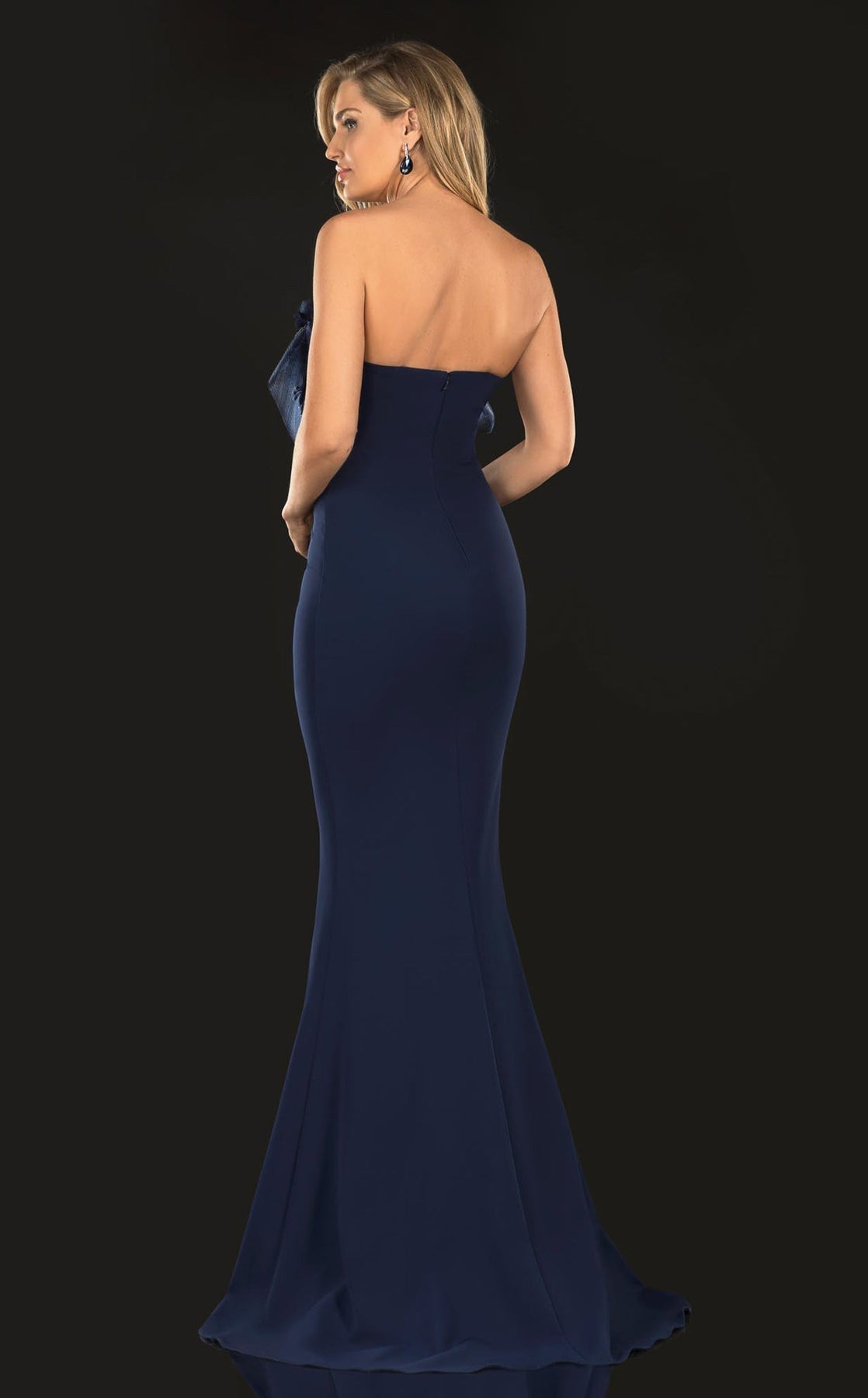 Formal Dresses Long Formal Prom Beaded Fitted Dress Navy