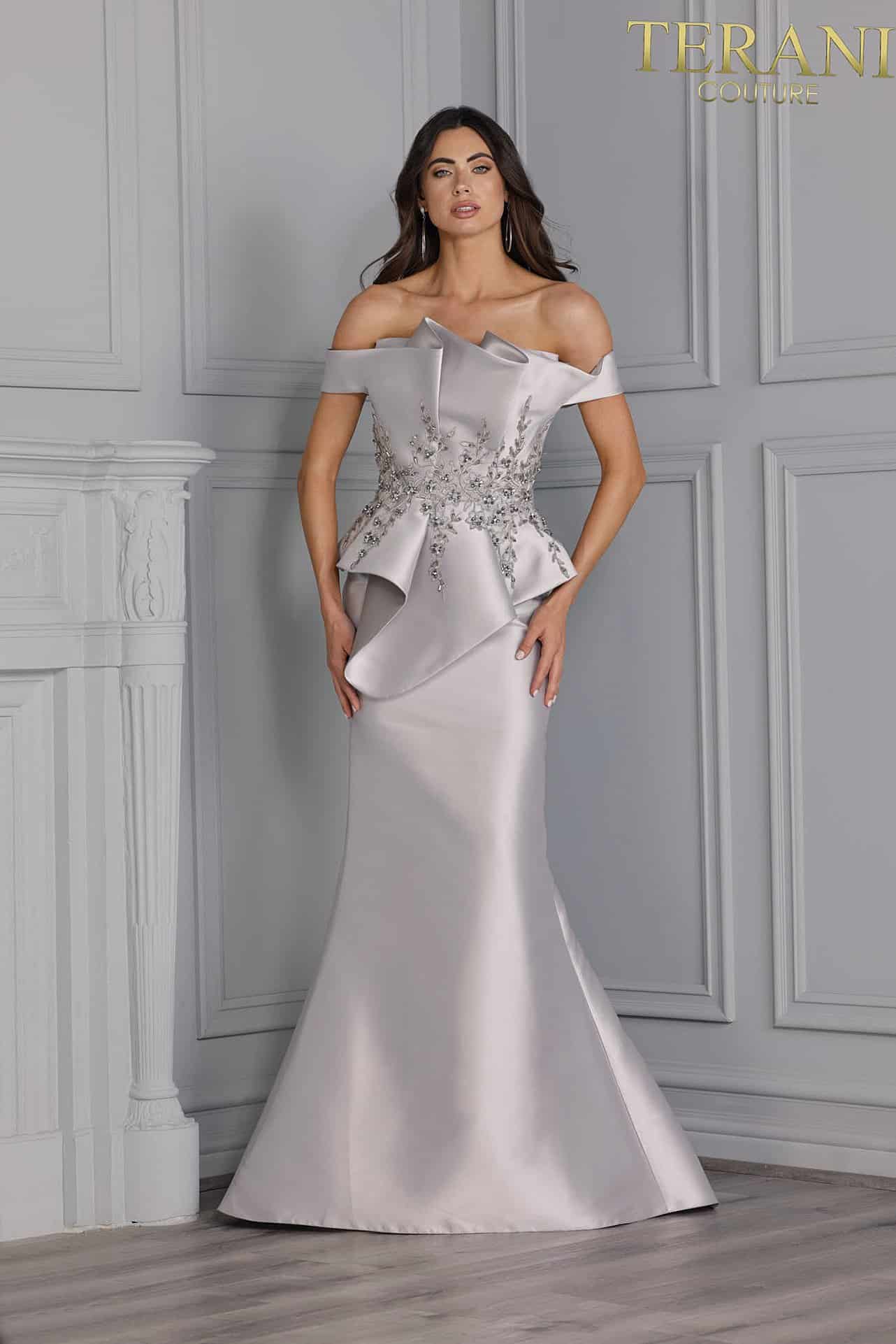 Terani Couture Evening Structured Mikado Off Shoulder 2021E2835 - The Dress Outlet