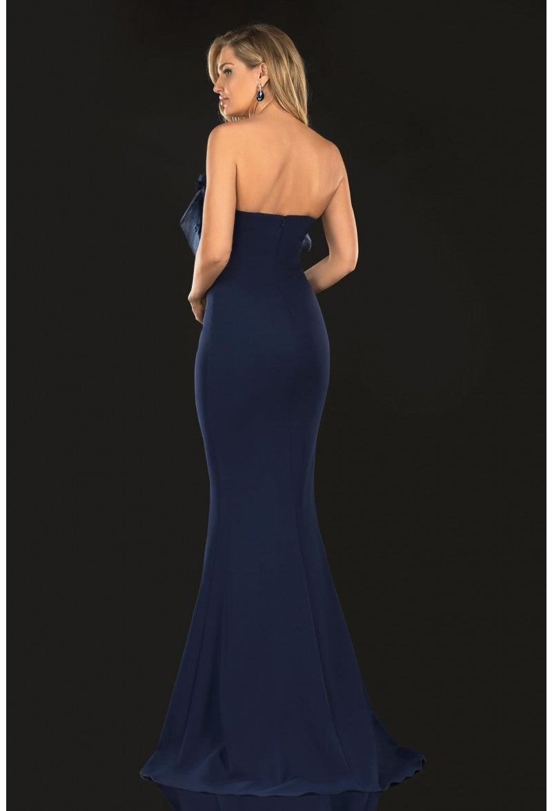 Formal Dresses Long Formal Prom Beaded Fitted Dress Navy