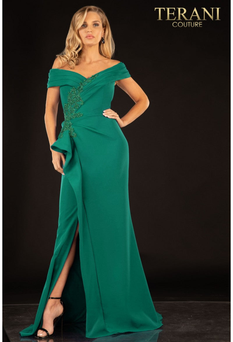 Terani Couture 2021M2986 Off Shoulder Formal Long Dress