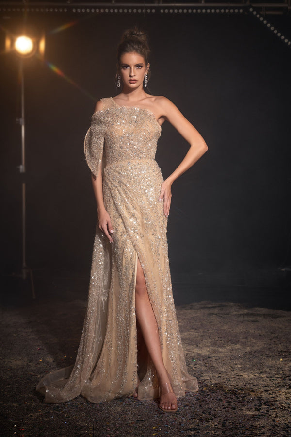 One-Shoulder Floor-Length Sequin Formal Mermaid
