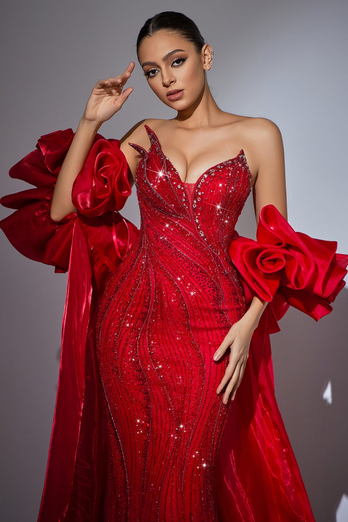 Strapless Curved Neck Floor-Length Chiffon Prom Mermaid Pre Order