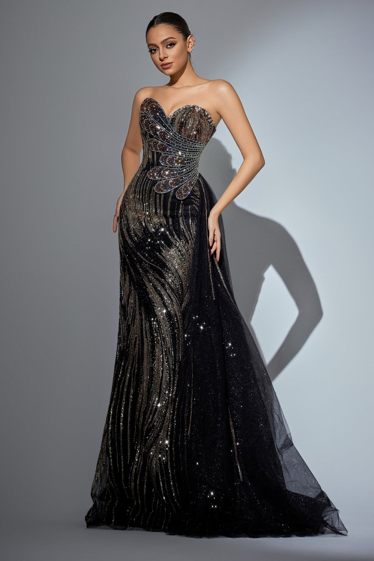 Strapless Curved Neck Floor-Length Sequin Prom Mermaid  Pre Order