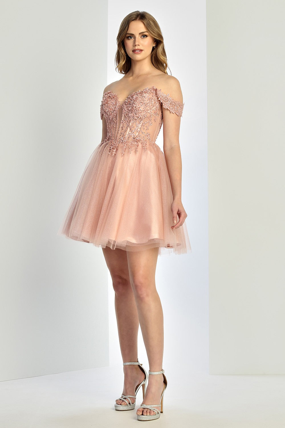 Adora Design 1066 Homecoming Prom Short A Line Glitter Corset Cocktail Dress