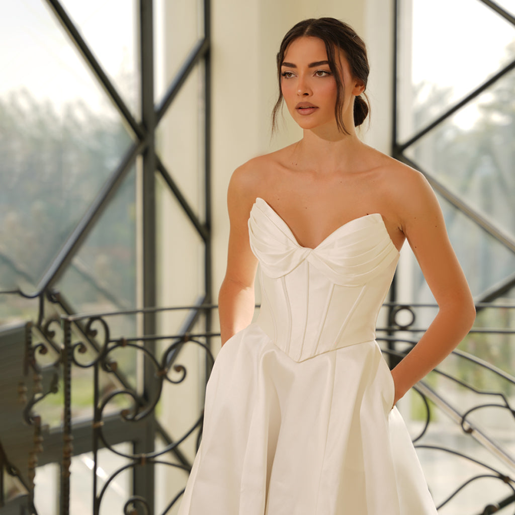 Wedding Dresses Long Bridal Corset Wedding Dress Tina Holly TE704 Off White