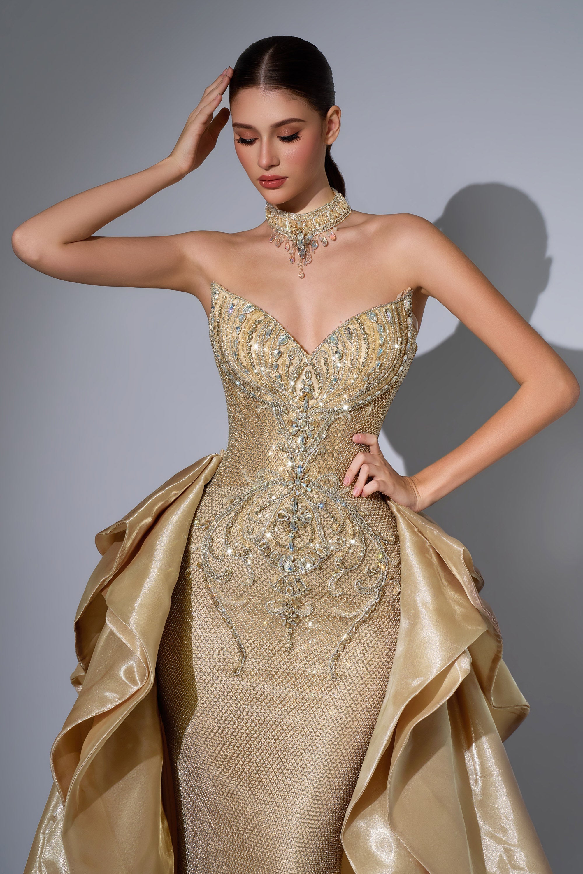 Strapless Curved Neck Floor-Length with Train Sequin Prom Mermaid Luscious Delia LD12102 Pre Order