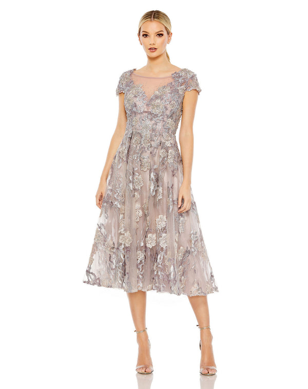 Short Beaded Dress A Line Cocktail Midi Mac Duggal 20315