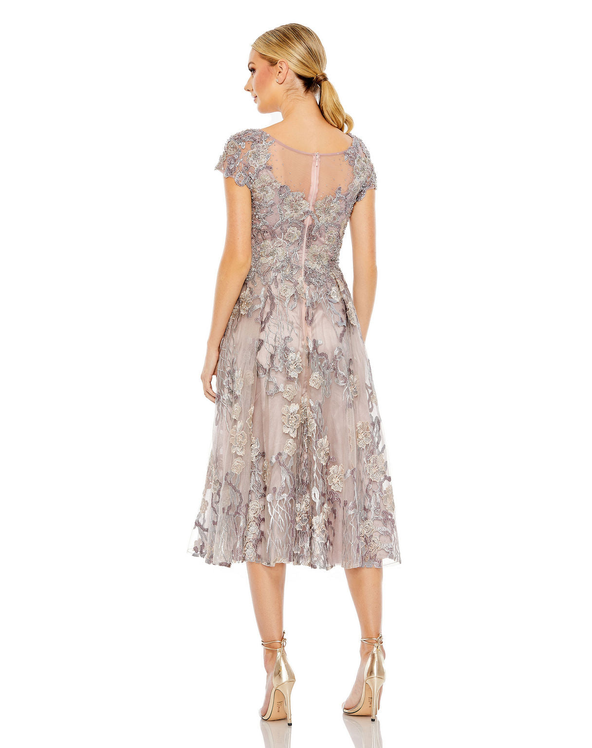 Mac Duggal 20315 Short Beaded A Line Cocktail Midi Dress