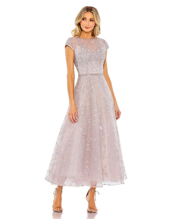 Tea Length Lace Dress Cocktail Mac Duggal 20338