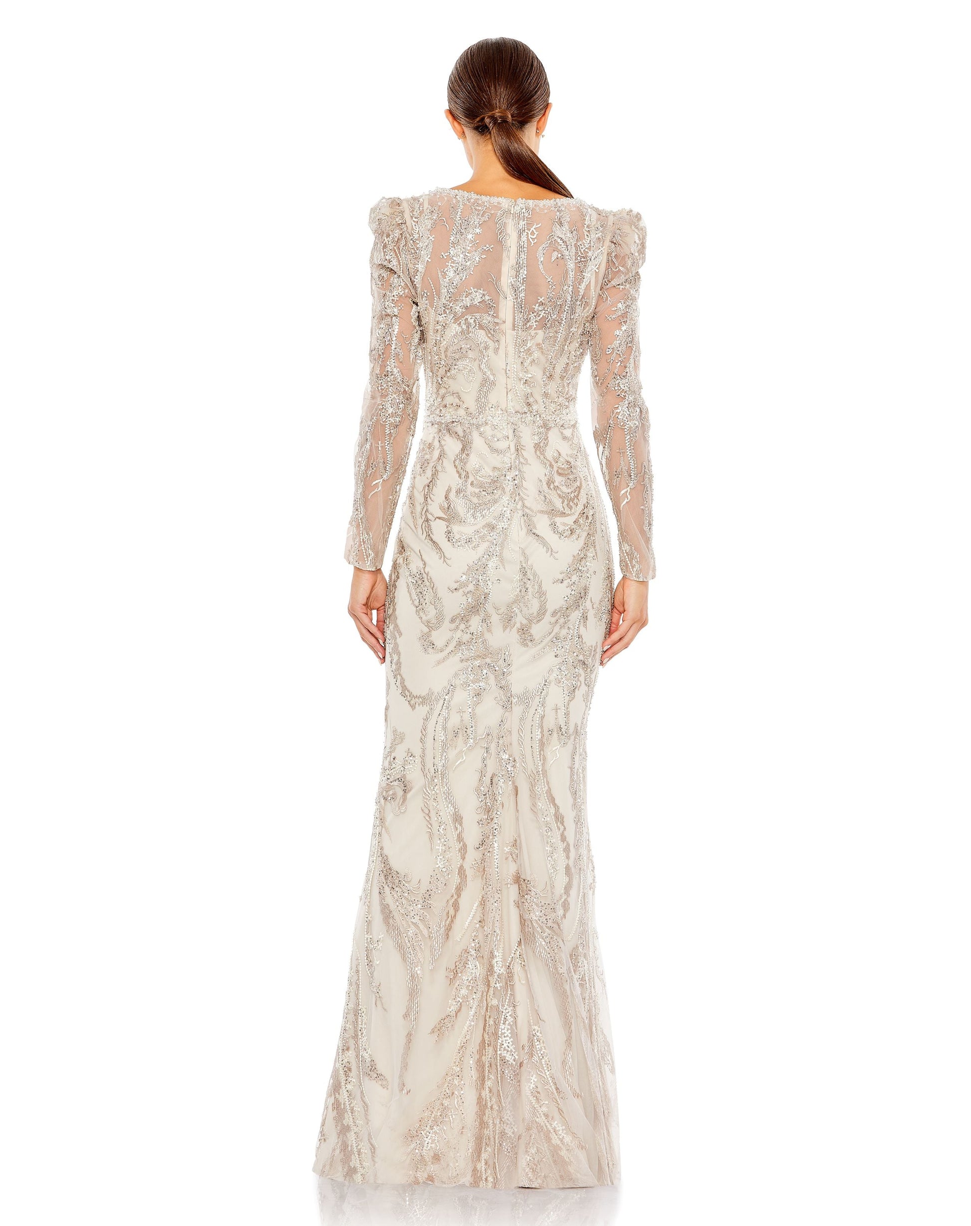 Mac Duggal 20349 Formal Long Sleeve Beaded Prom Dress