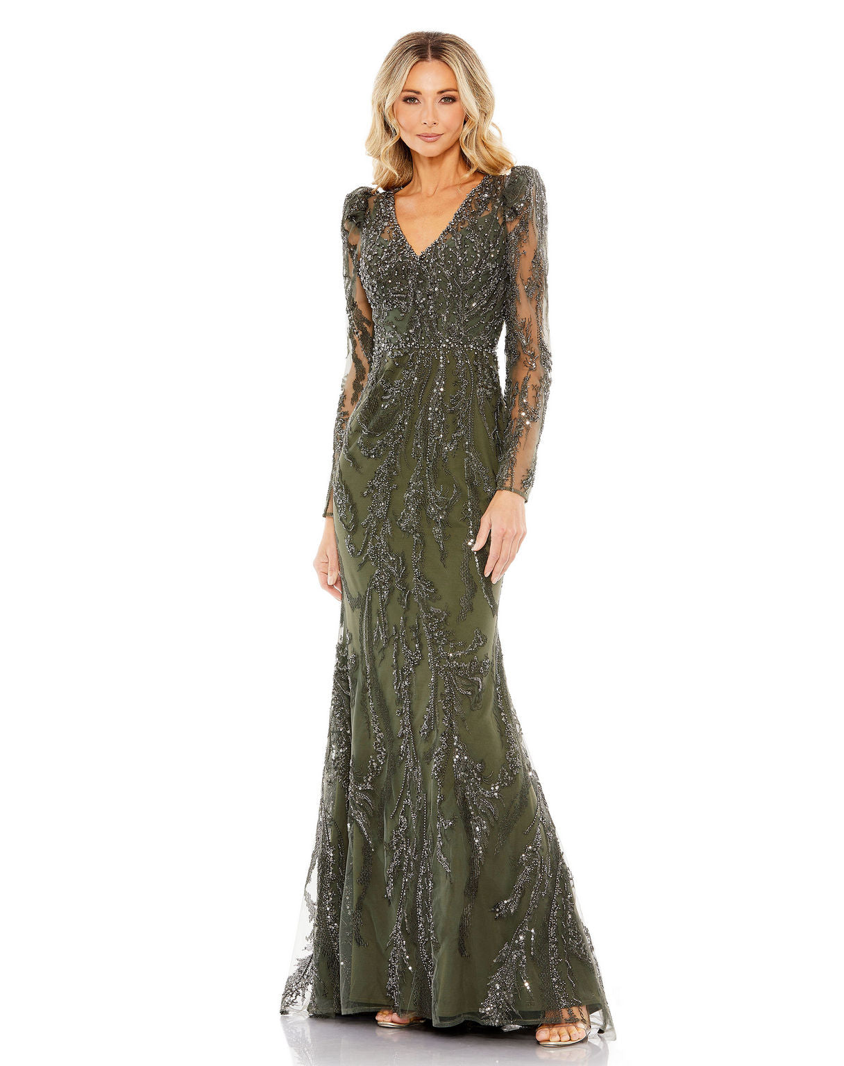 Mac Duggal 20349 Formal Long Sleeve Beaded Prom Dress