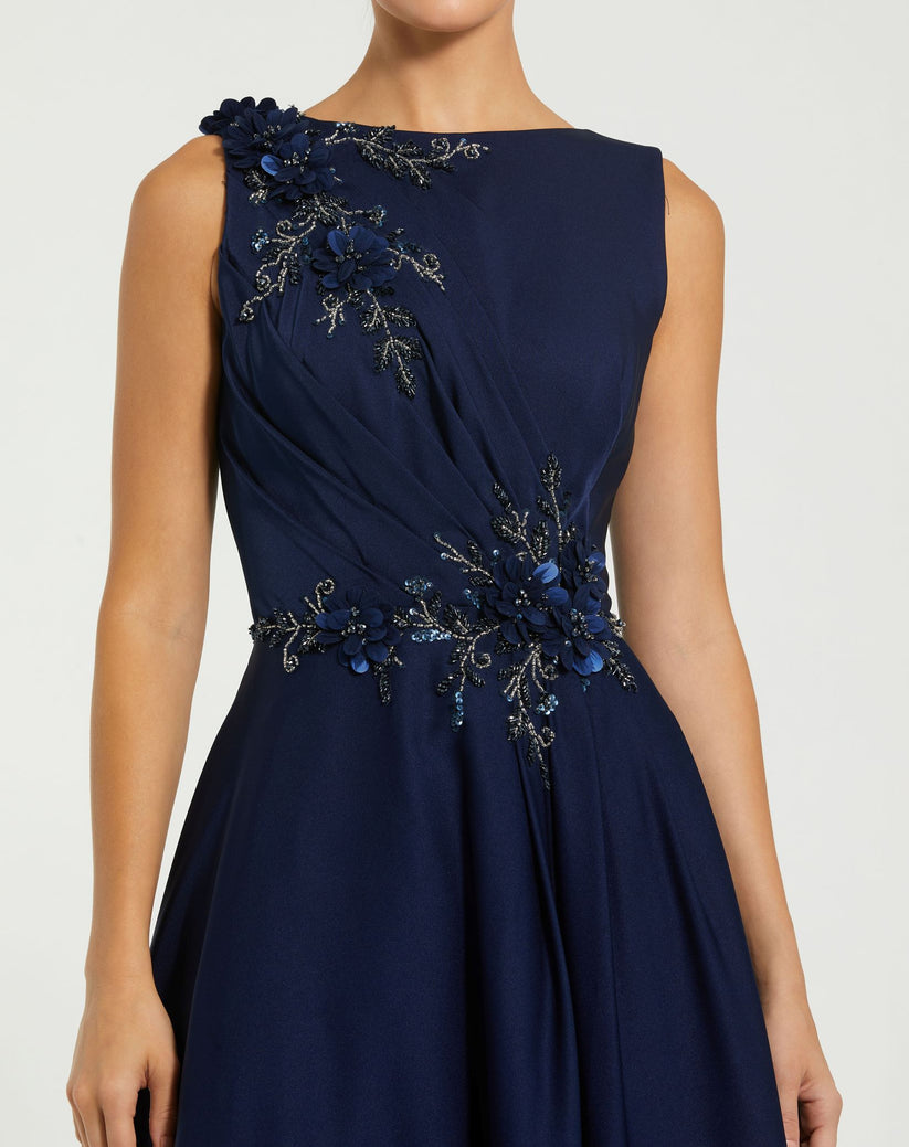 Mac Duggal 20365 A Line Long Formal Floral Applique Evening Dress