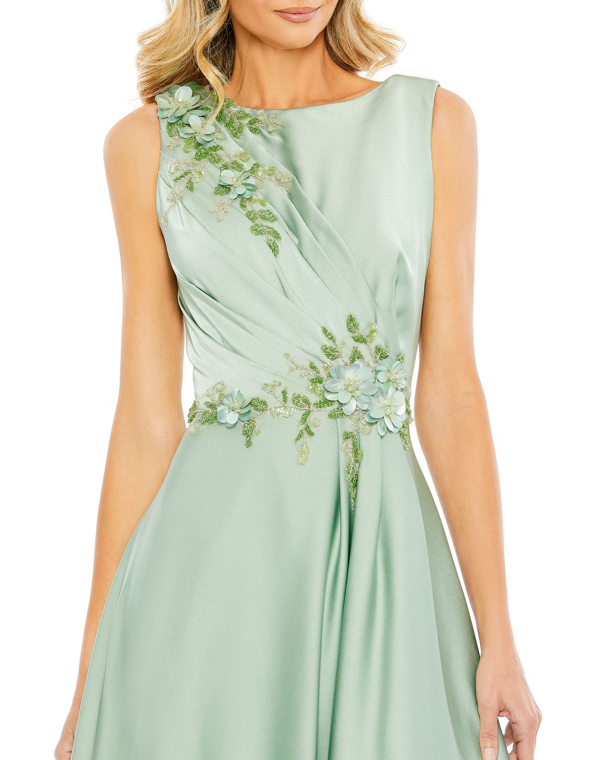 Mac Duggal 20365 A Line Long Formal Floral Applique Evening Dress