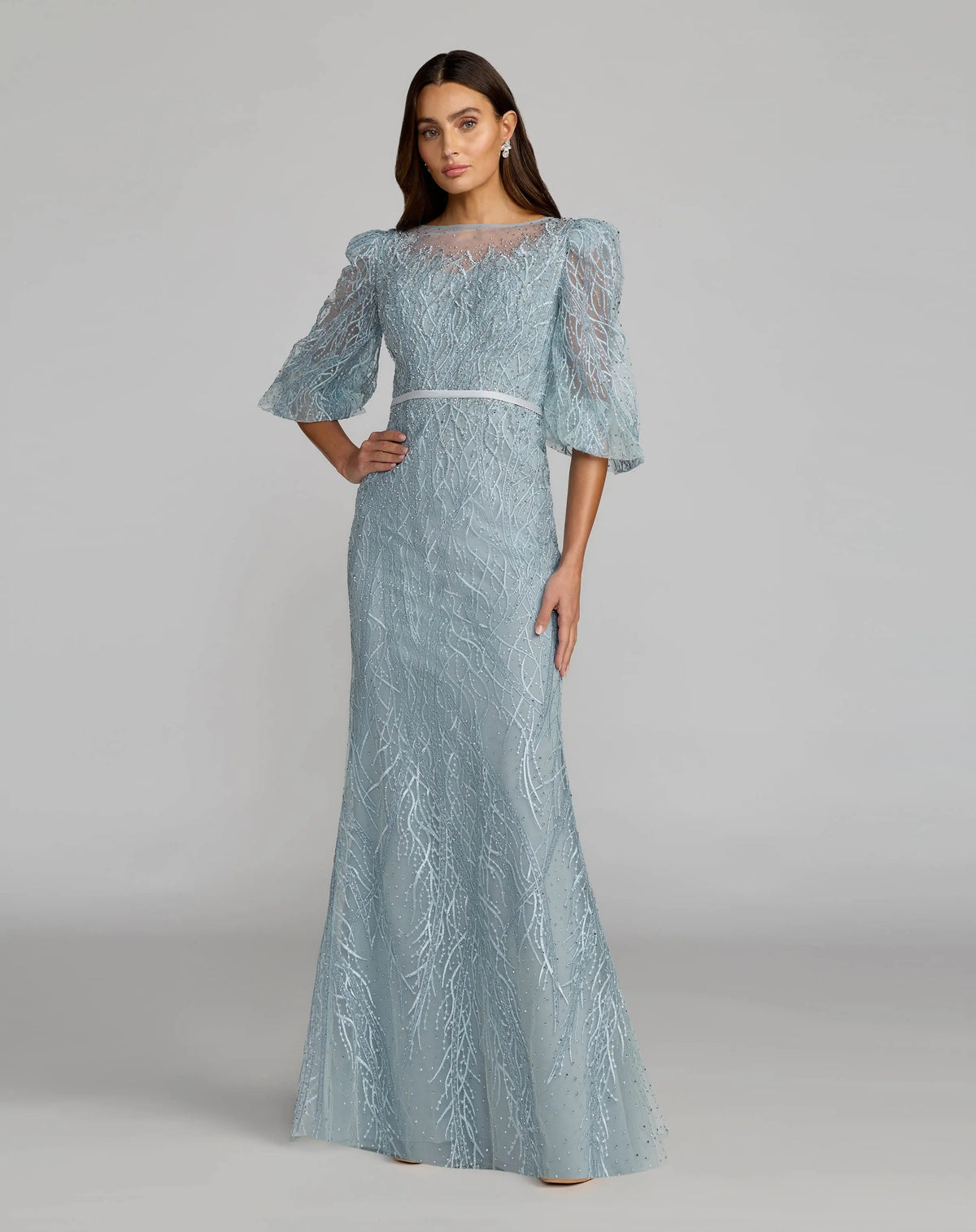 Mother of the Bride Dresses Long Formal Beaded Mother of the Bride Dress Ice Blue
