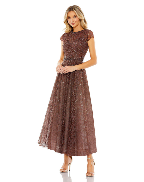 Long Beaded Formal Prom Dress A Line Mac Duggal 20371