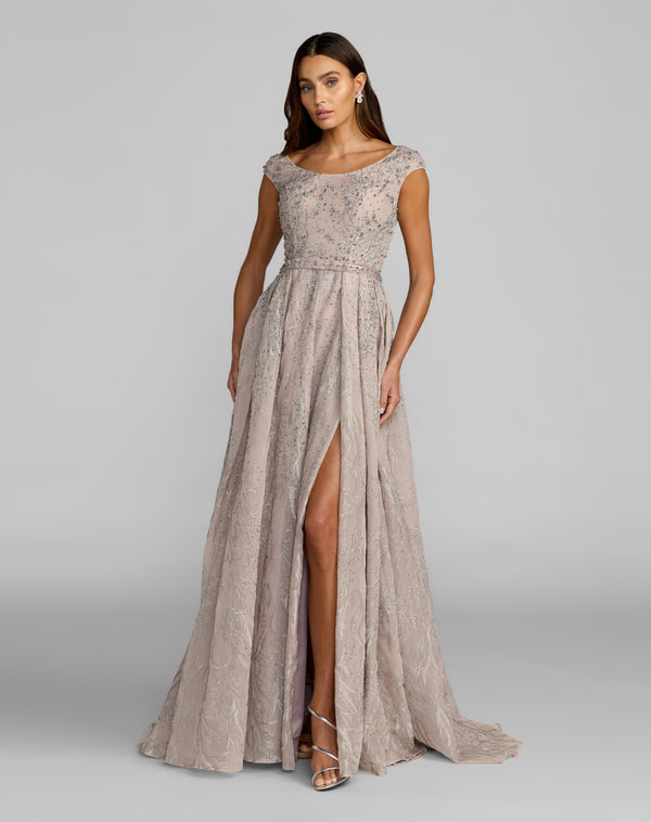 Scoop Floor-Length Lace Evening A-Line Mac Duggal 20374