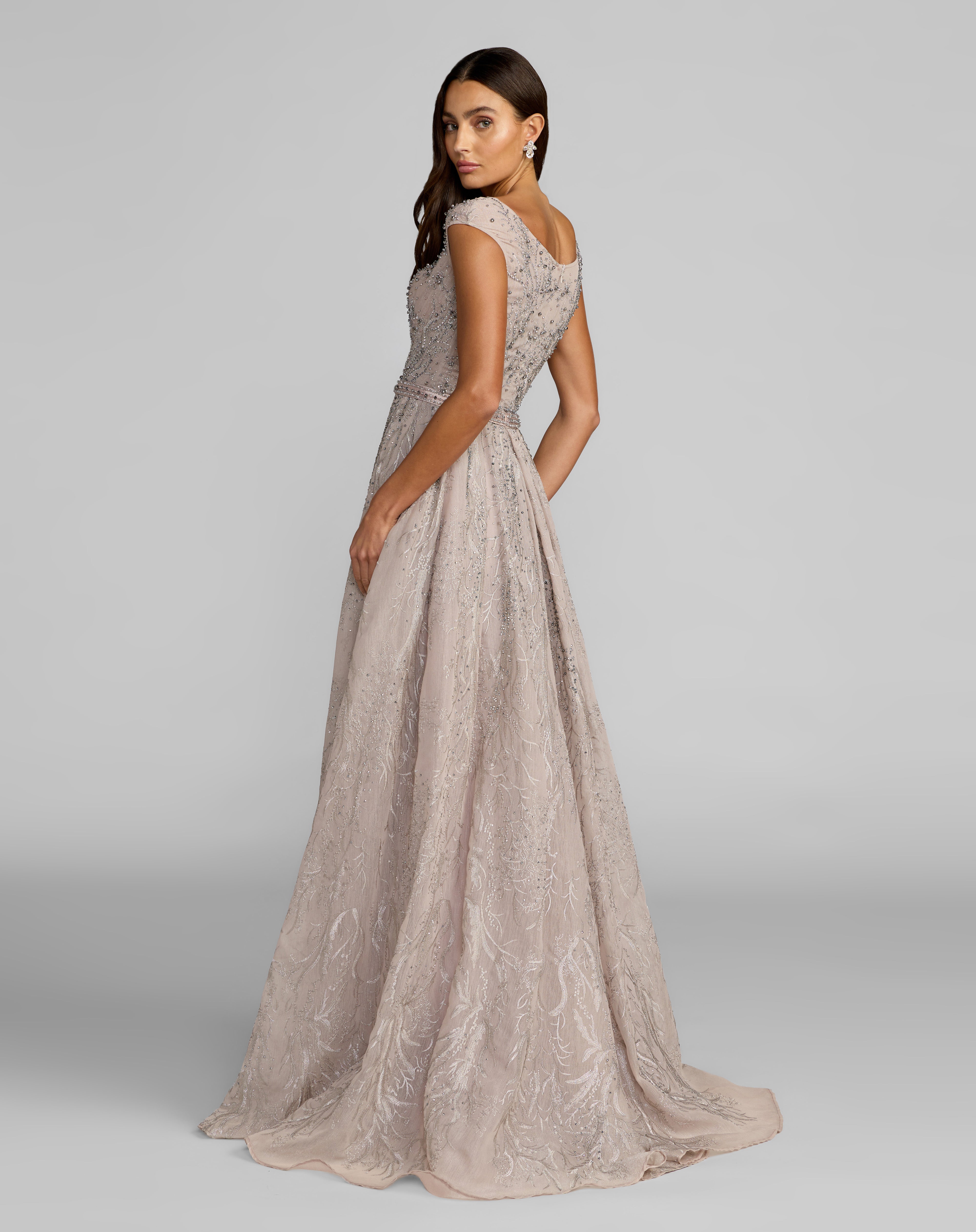 Scoop Floor-Length Lace Evening A-Line Mac Duggal 20374