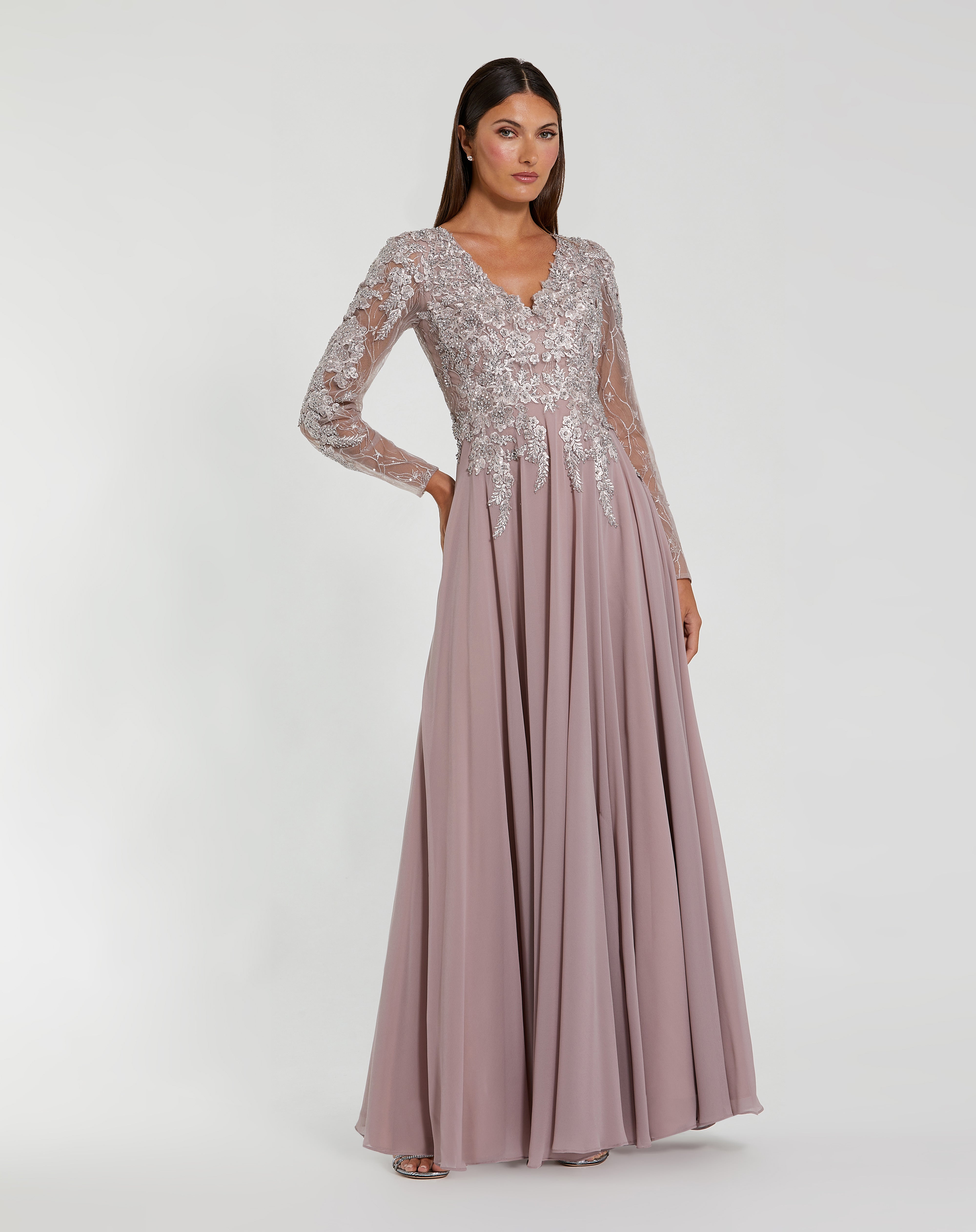 Mother of the Bride Dresses Formal Long Sleeve Evening Gown Vintage Lilac