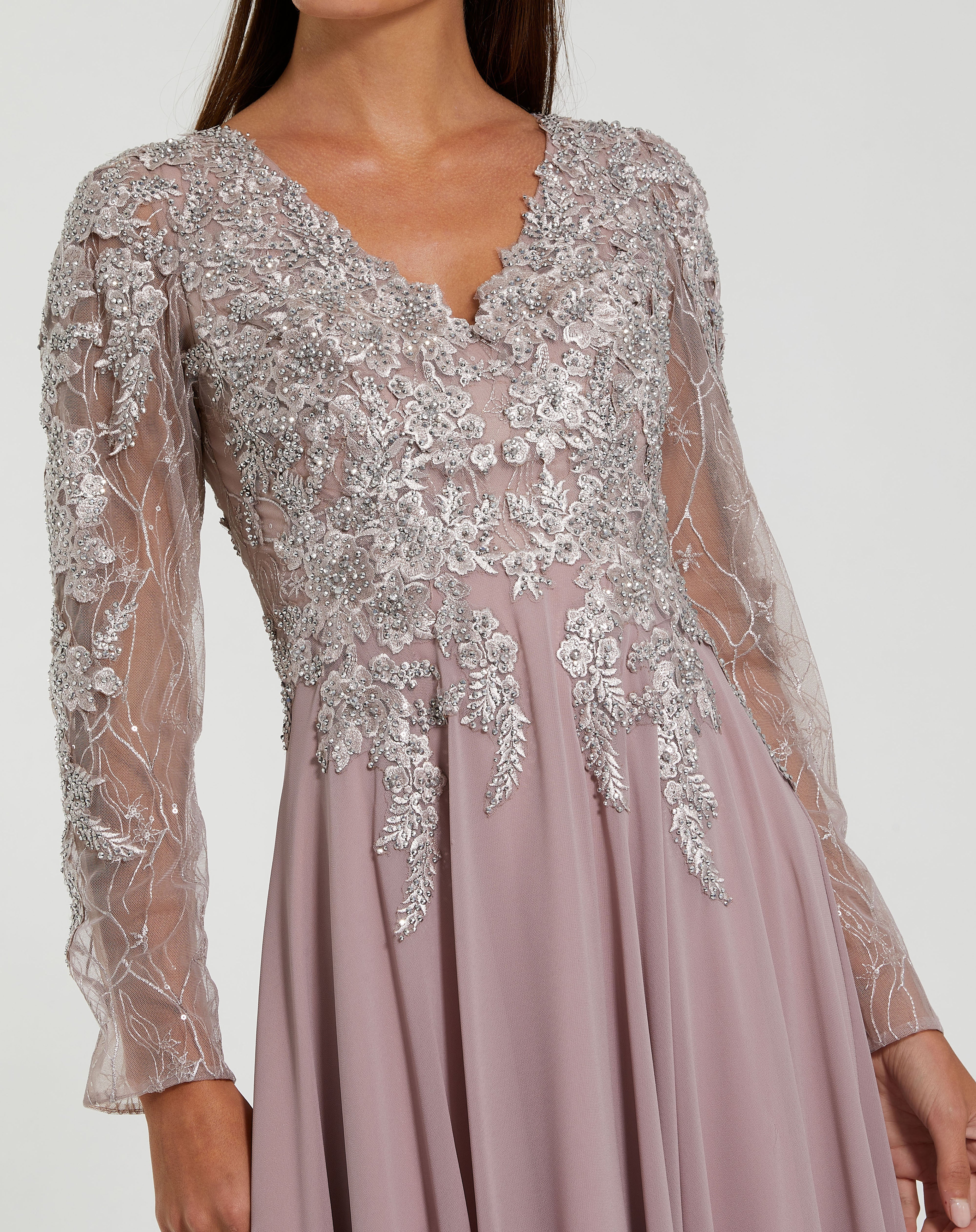 Mother of the Bride Dresses Formal Long Sleeve Evening Gown Vintage Lilac