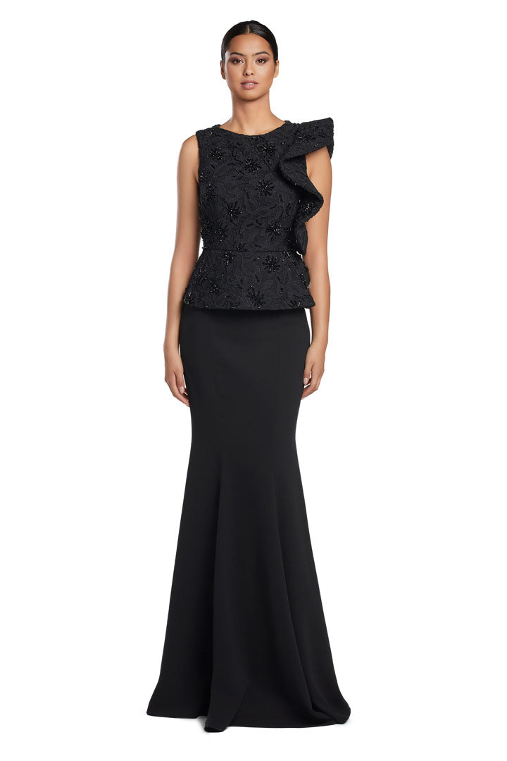 Formal Dresses Long Formal Peplum Lace Evening Dress Black