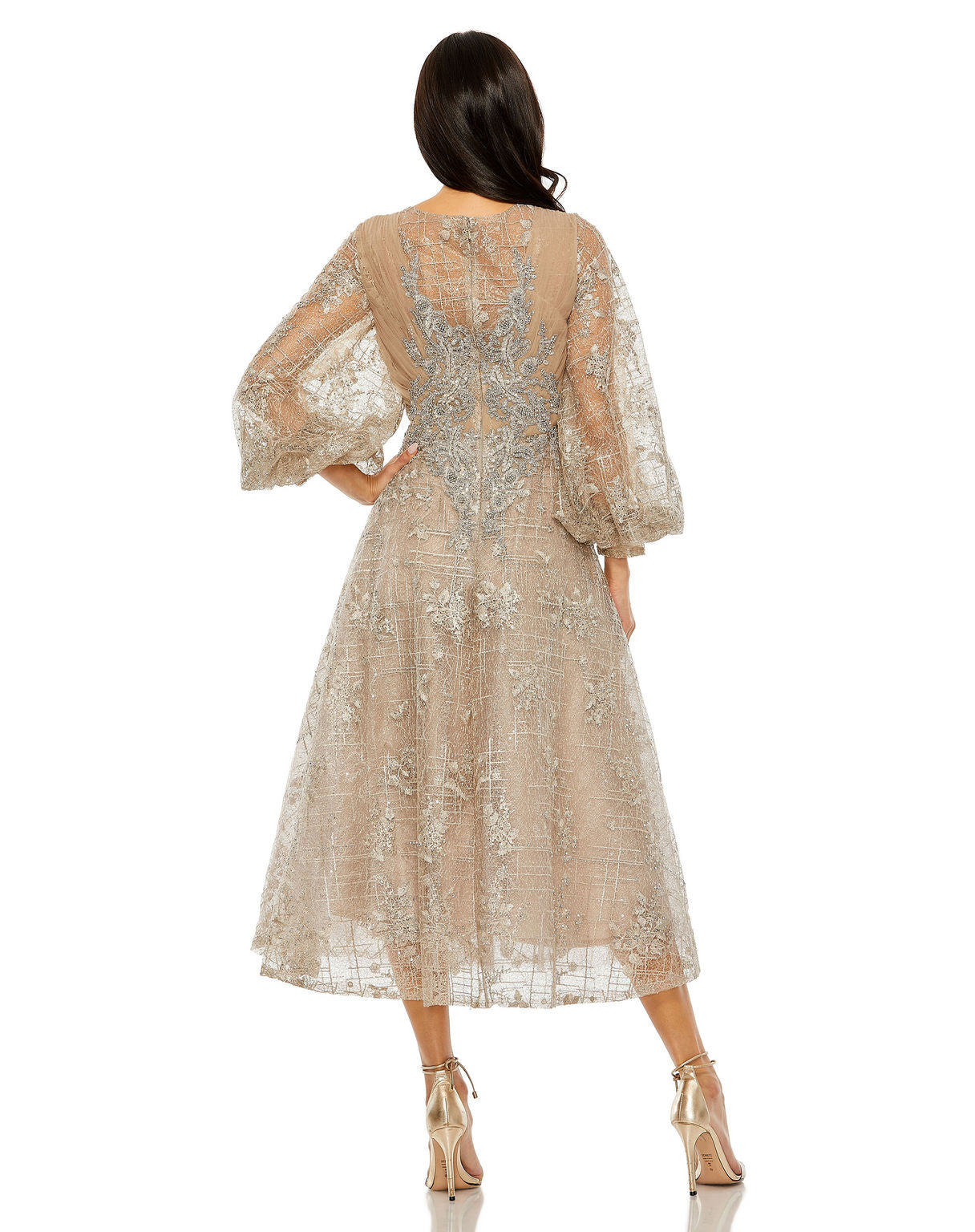 Mac Duggal 20391 Short A Line Beaded Formal Midi Dress