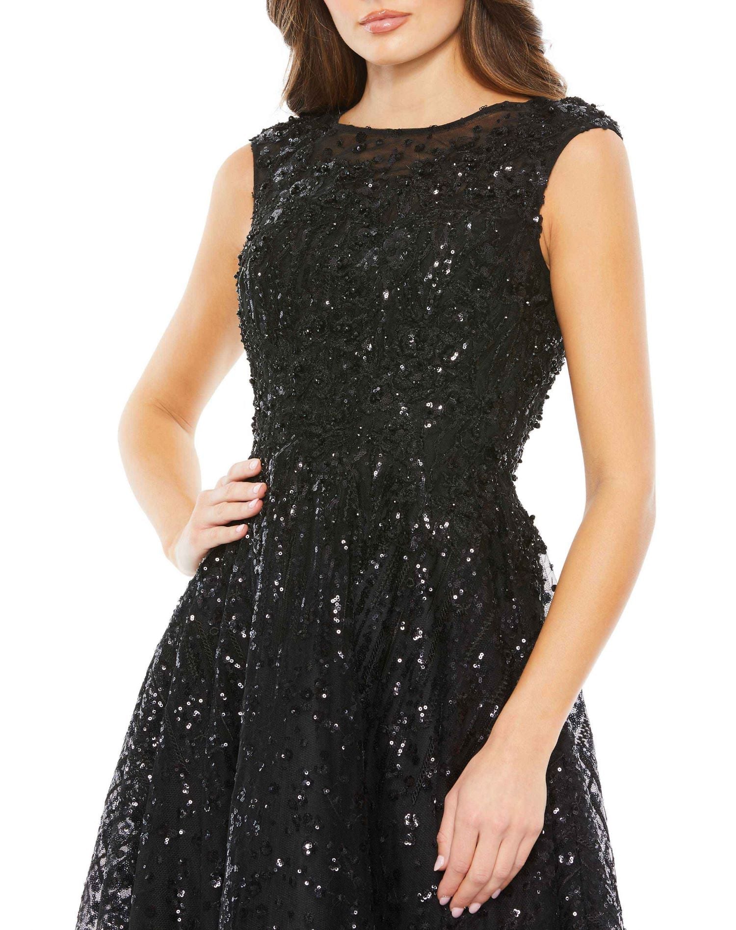 Mac Duggal A20398 Sequins Cocktail Midi Dress