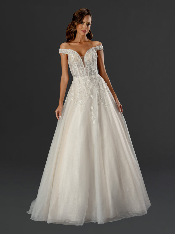 Long Wedding Beaded Lace Bridal Dress