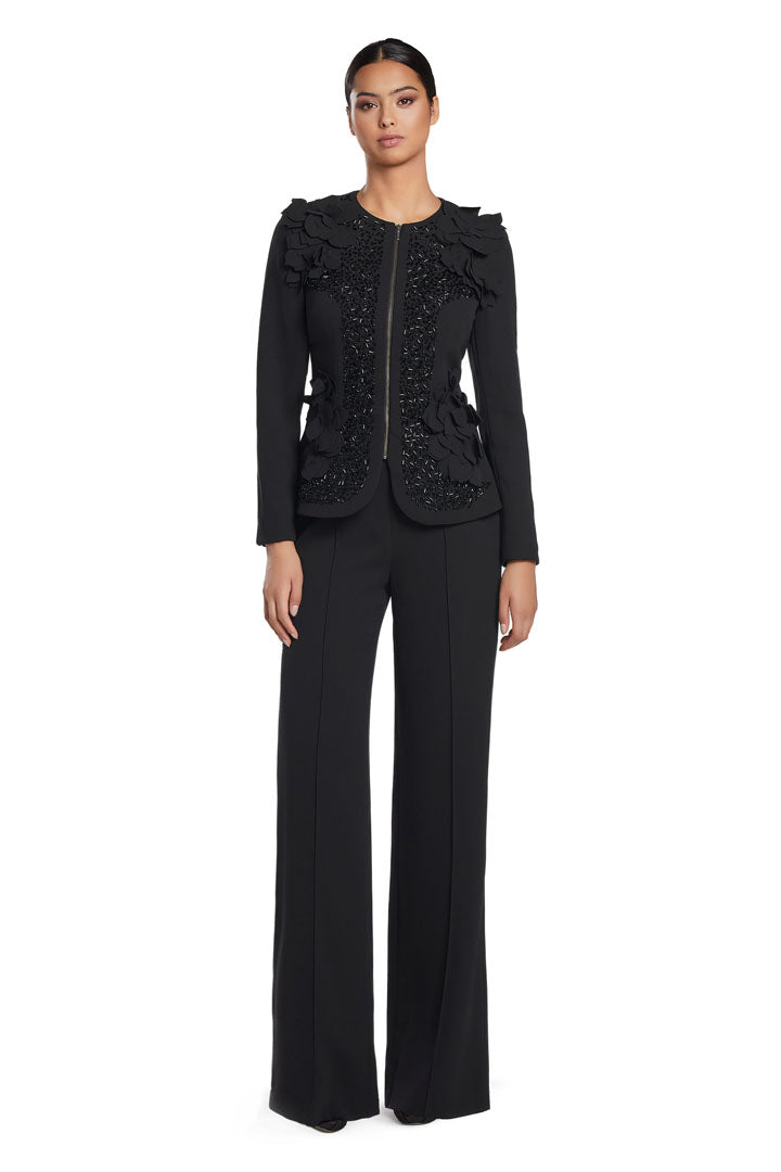 Jumpsuit Long Sleeve Mother of the Bride Peplum Jumpsuit Black