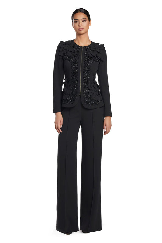 Jumpsuit Long Sleeve Mother of the Bride Peplum Jumpsuit Black